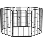 Recinto per Cani 8 Pannelli con Porta ¨C Minimal ¨C Nero 80x100 cm