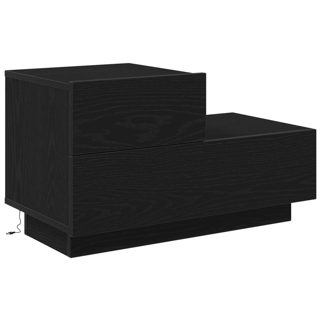 Armadio da Notte con cassetto Rovere Nero 70 x 36 x 40,5 cm 863065