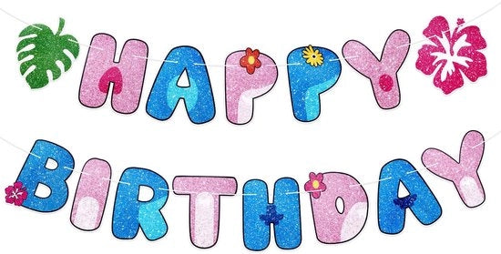 Decorazione di Festa Creativa con Banner Blu e Rosa per Compleanni