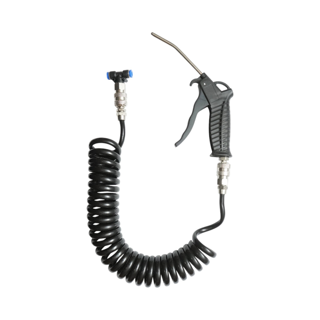 Pistola di soffiaggio ad aria compressa con ugello da 120 mm, tubo a spirale in PU da 5 m e connettore rapido a T