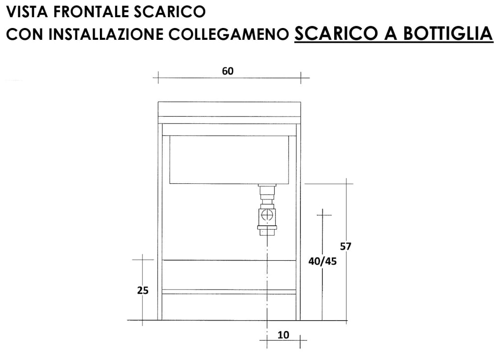 Mobile Lavatoio 60x60x85cm 2 Ante Asse in Termoplastico Montegrappa Edilla Bianco