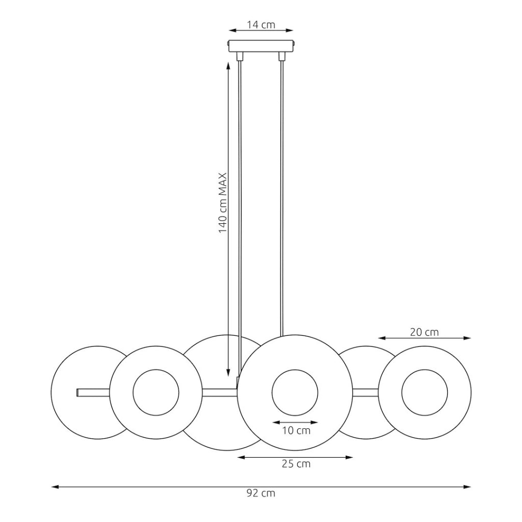 Lampada a sospensione UMBRA nera 6xG9 Emibig