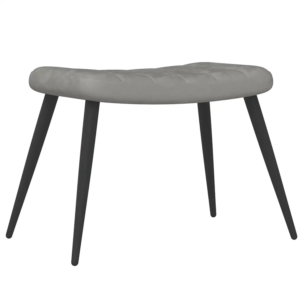Poltrona Relax | Sedia Relax con Sgabello Grigio Chiaro in Velluto
