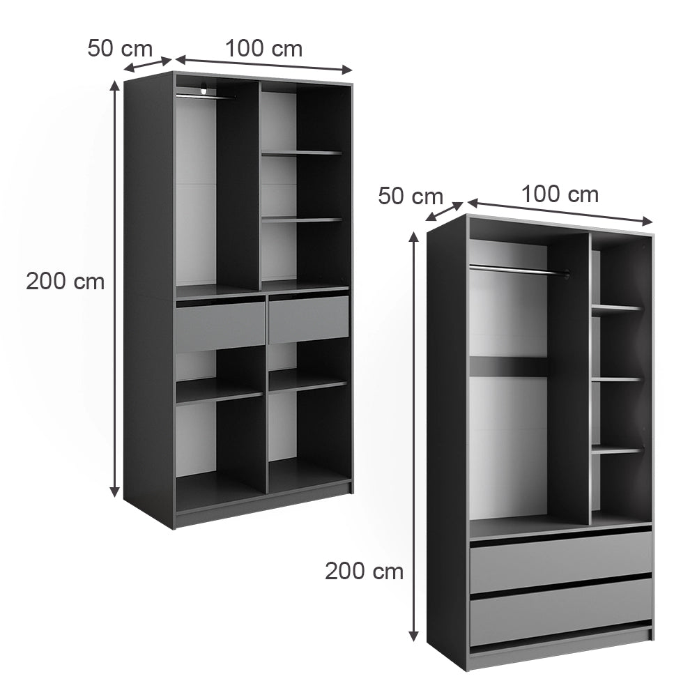 Vicco Armadio Antracite 200 x 200 cm Set di 2