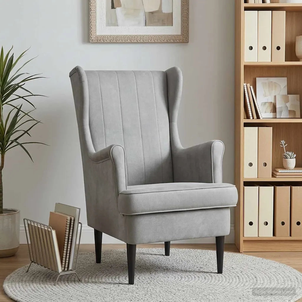 Poltrona Grigio Chiaro Velluto 42029937