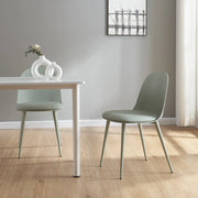 Set Kangasala di 2 Sedie da Sala Cuscino Similpelle - Verde Grigiastro [en.casa]