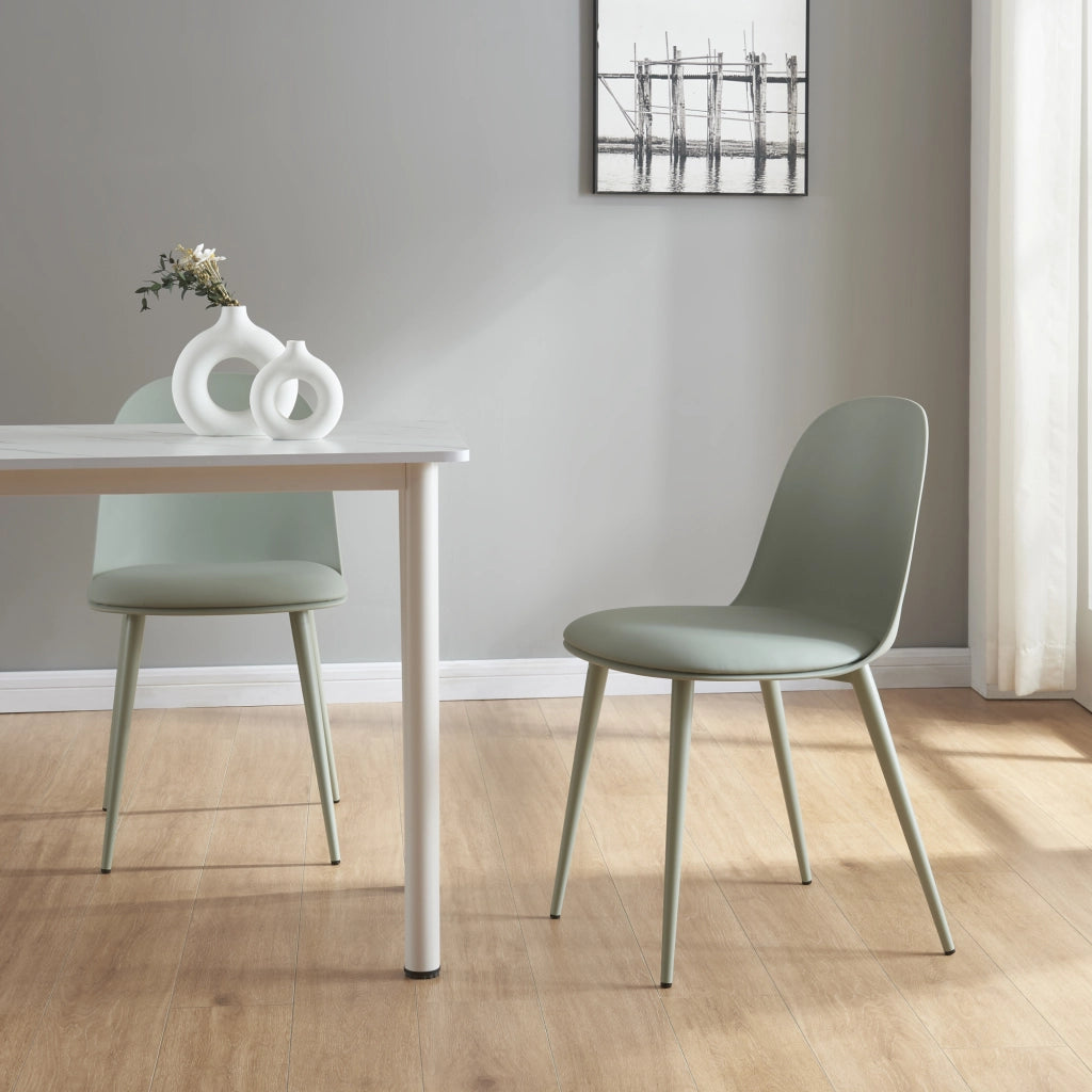 Set Kangasala di 2 Sedie da Sala Cuscino Similpelle - Verde Grigiastro [en.casa]