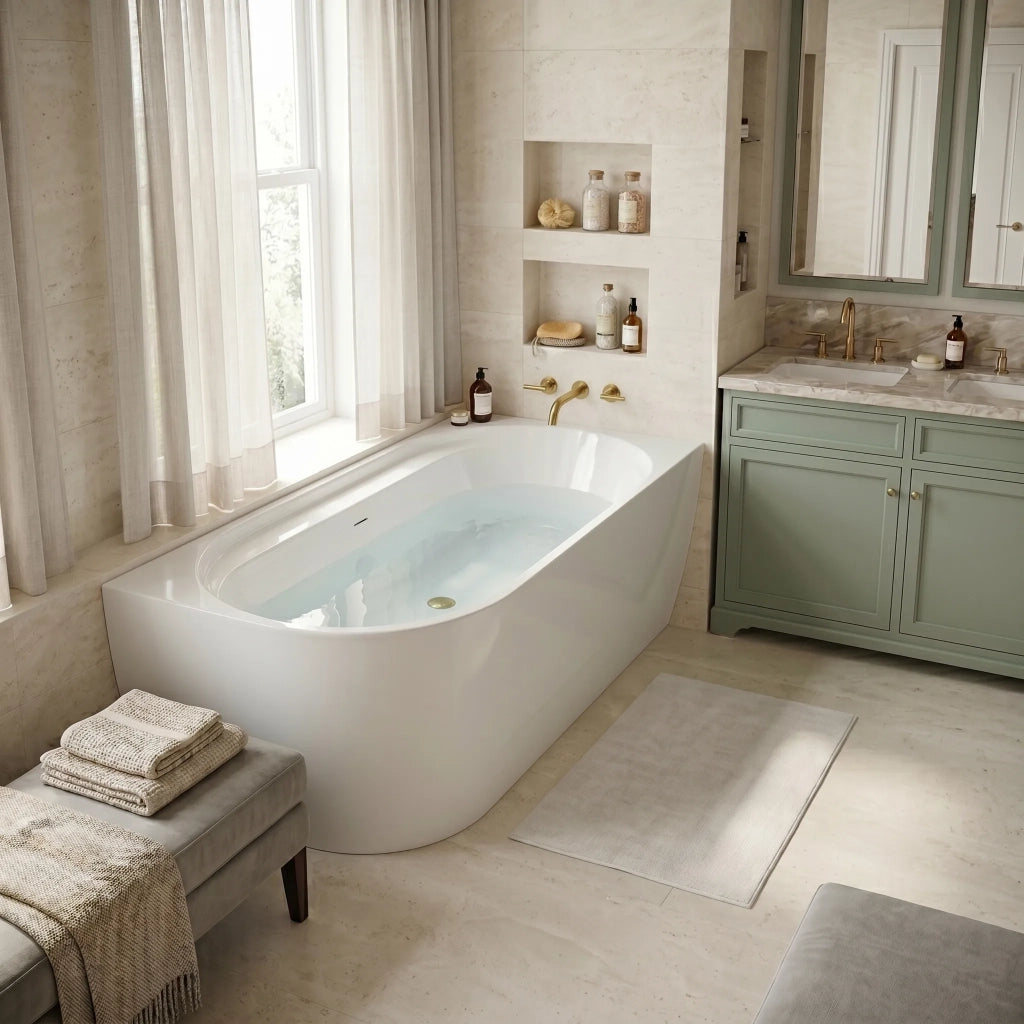Vasca Bagno Rea Marion Right 170cm Copritappo bianco