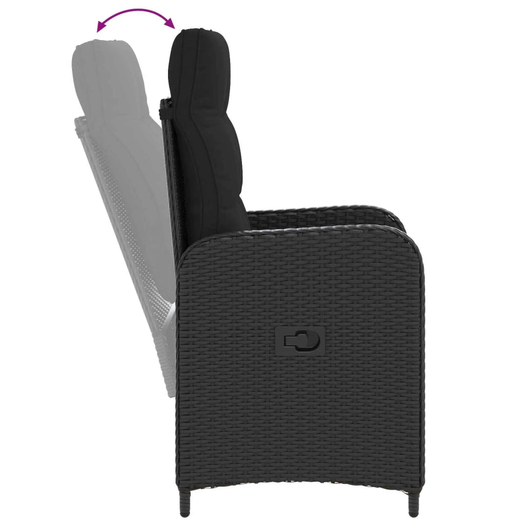 Set da pranzo per esterni 7 pz Nero polyrattan 3422304