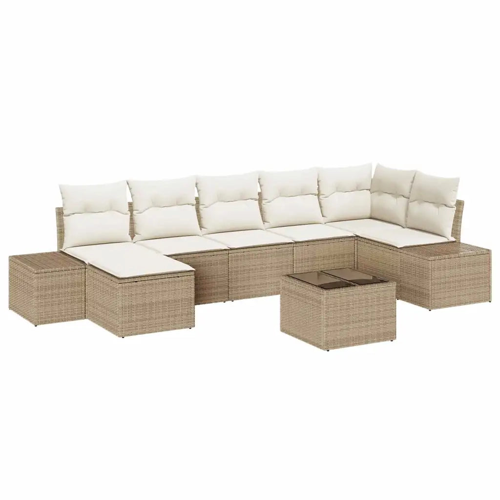 Set Divano da Giardino con cuscino 7 pcs Beige polyrattan 3355830