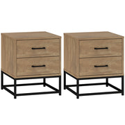 Comodino con 2 Cassetti Stile Industriale ¨C Minimal ¨C Legno e Acciaio