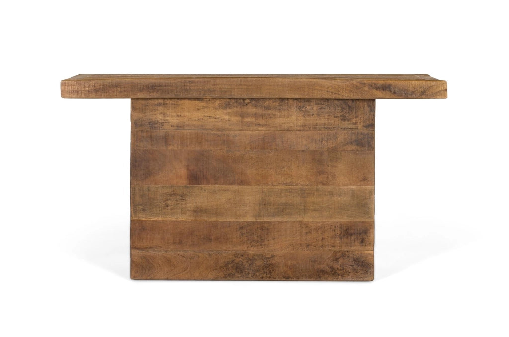 Tavolo consolle in legno di mango con base a piedistallo