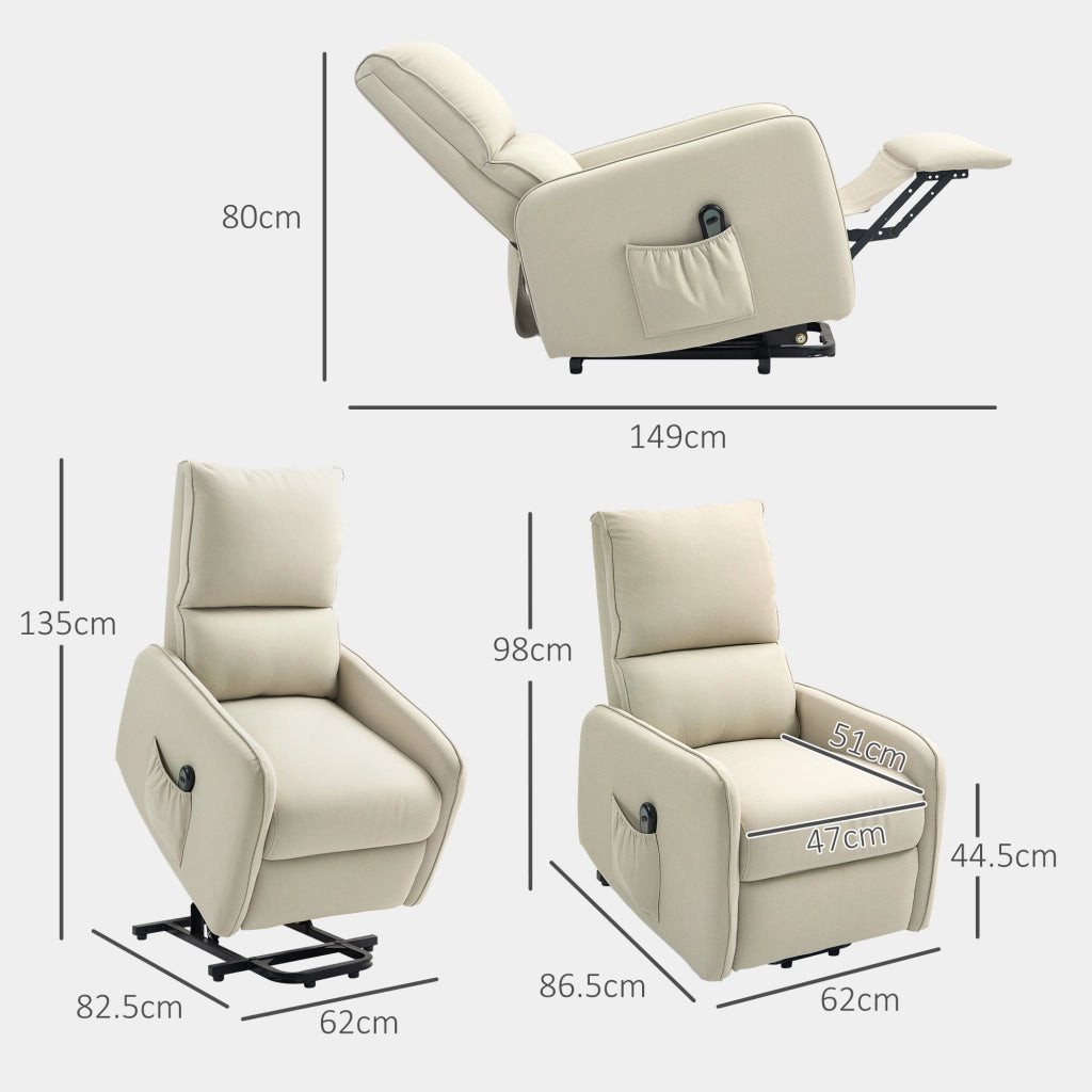 Poltrona Alzapersona Elettrica Reclinabile ¨C Xylo ¨C Tessuto Beige con Telecomando