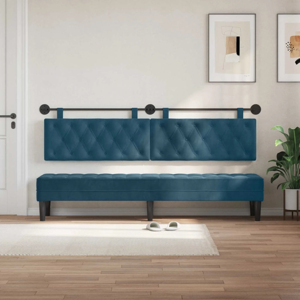 Testiera | Testata sospesa Con luce LED Blu Velluto