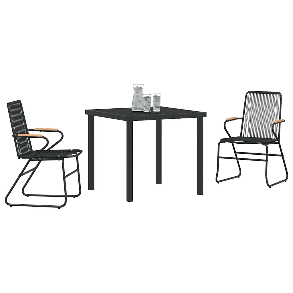 Set da Pranzo per Giardino 3 pcs Nero
