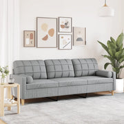 Divano a 3 Posti con Cuscini-Sofa 3 Posti con Cuscini Grigio Chiaro 210 cm in Tessuto