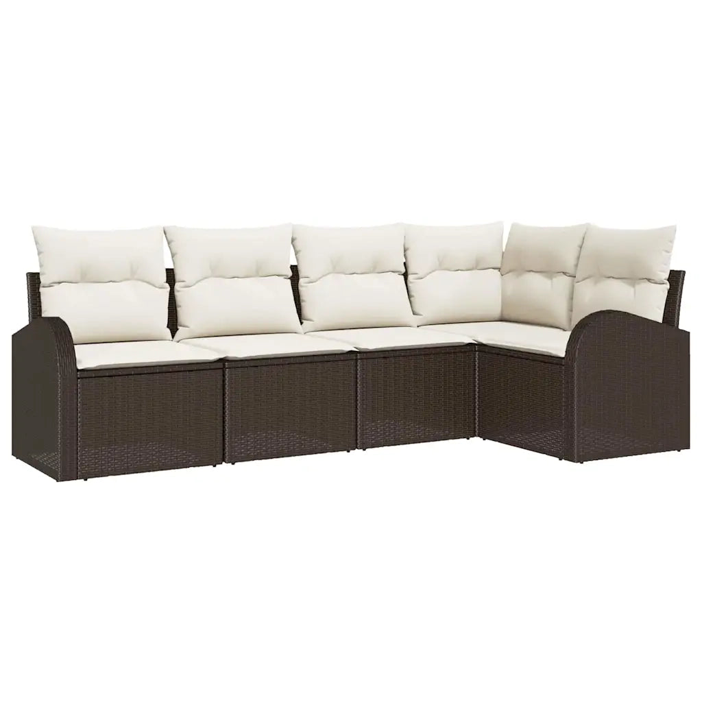 Set di divani con cuscino 5 pcs Marrone Poliestere