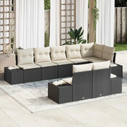 Set Divano da Giardino 8 pcs Nero e Crema Poly Rattan 3355776