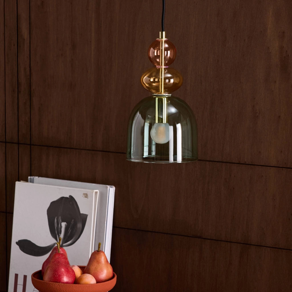 Lampada a sospensione in vetro, ø15cm, verde
