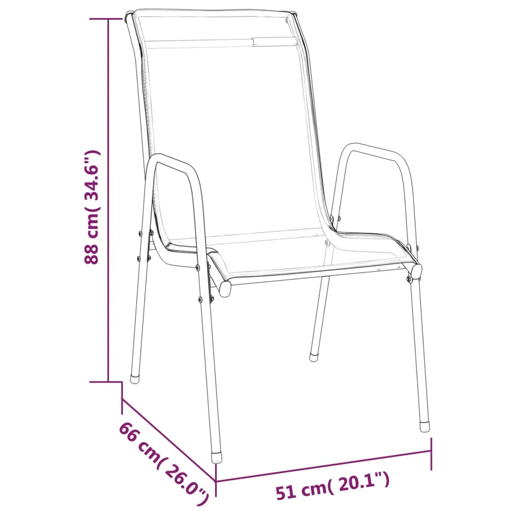Set da Pranzo da Giardino 5 pz Nero in Acciaio e Textilene 3200684