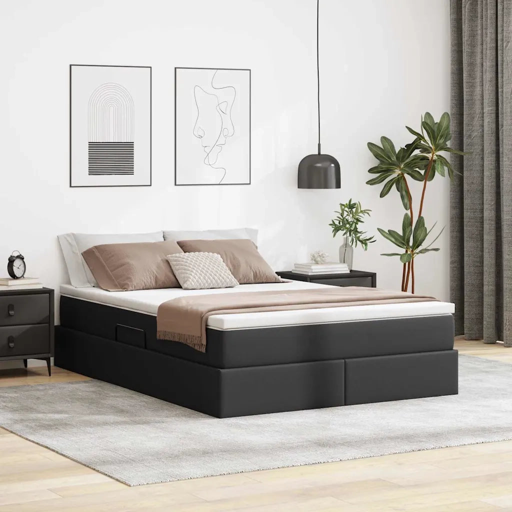 Letto con contenitore e materasso Nero 140 x 190 cm 3370162