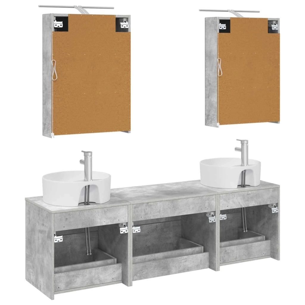 Set di mobili per il bagno 5 pz Grigio Cemento 3406874