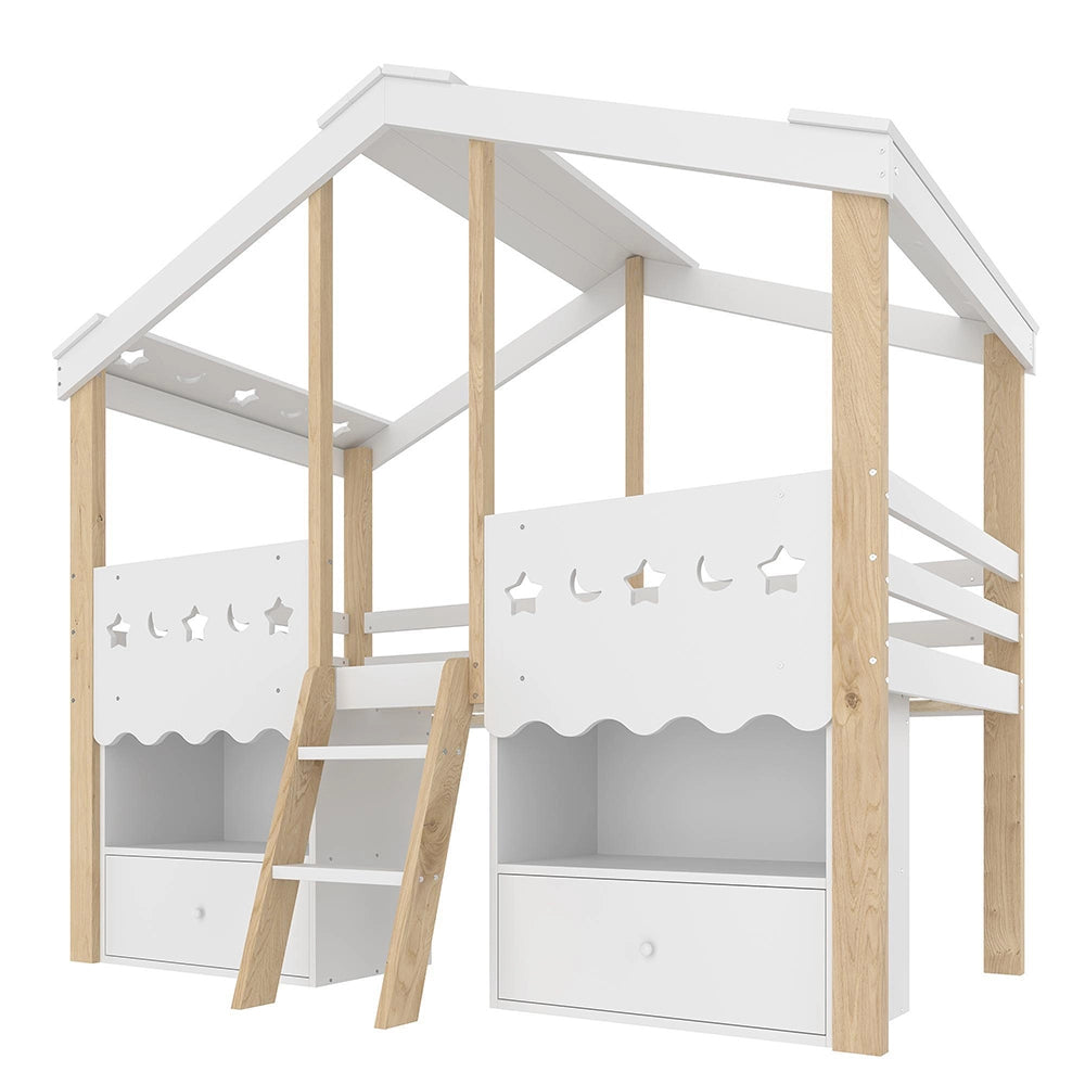 Letto mezzano - Xylo - 90x200 cm a casetta LED