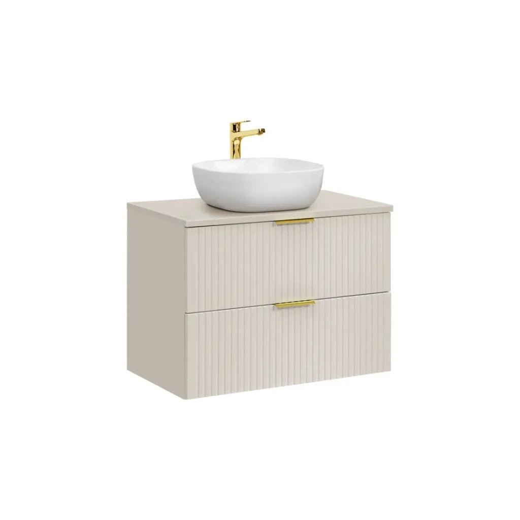 Set da bagno NOXERA 80 cm - Marrone Congo - piano per lavabo + lavabo
