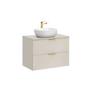 Set da bagno NOXERA 80 cm - Marrone Congo - piano per lavabo + lavabo