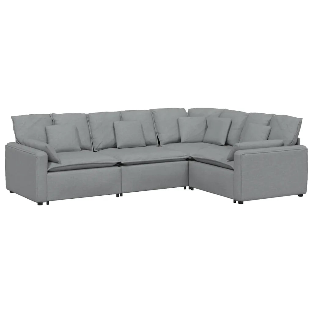 Divano Modulare con Cuscini in Tessuto Grigio Chiaro 3321147