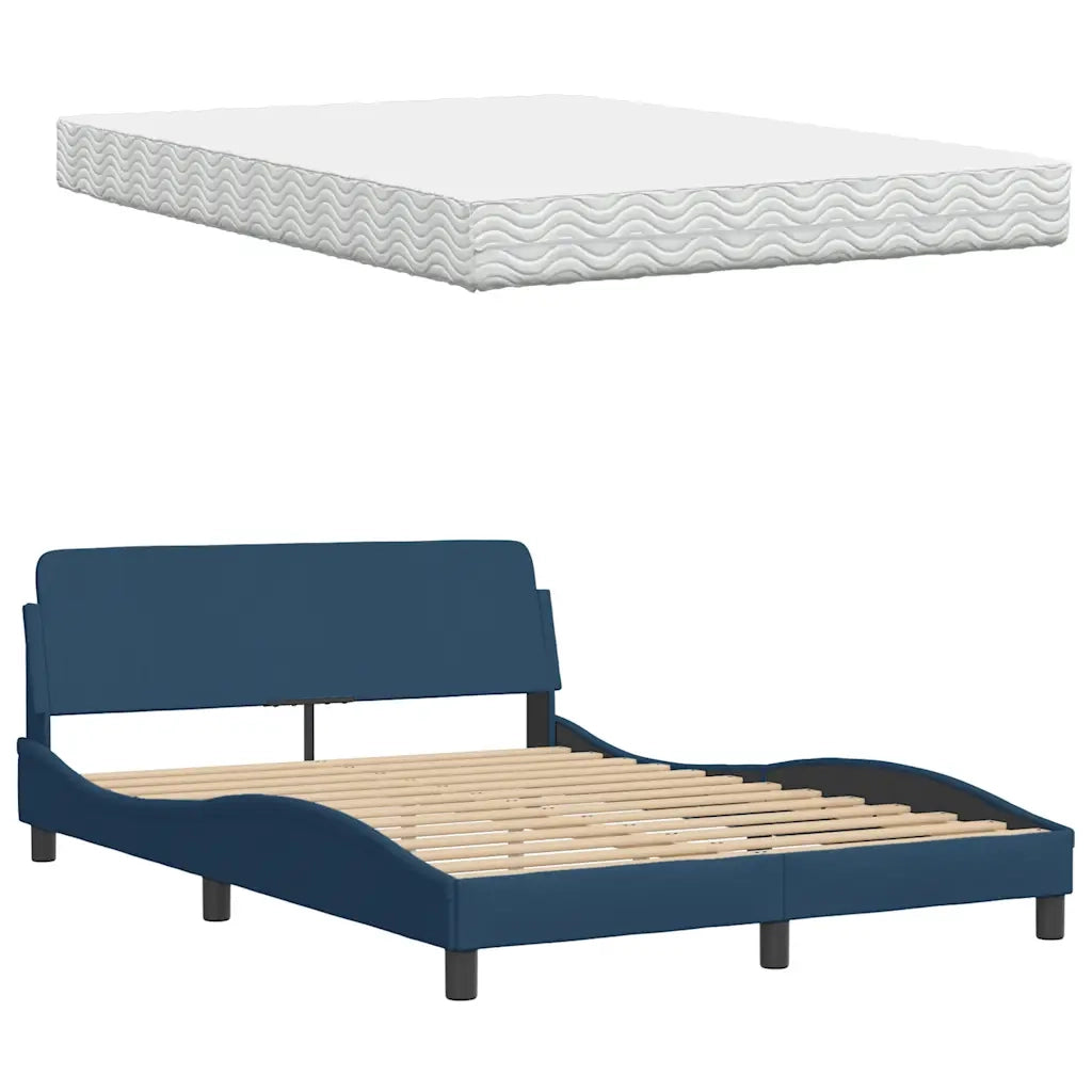Letto con Materasso Hanko Blu 140x190 cm in Tessuto 3310530