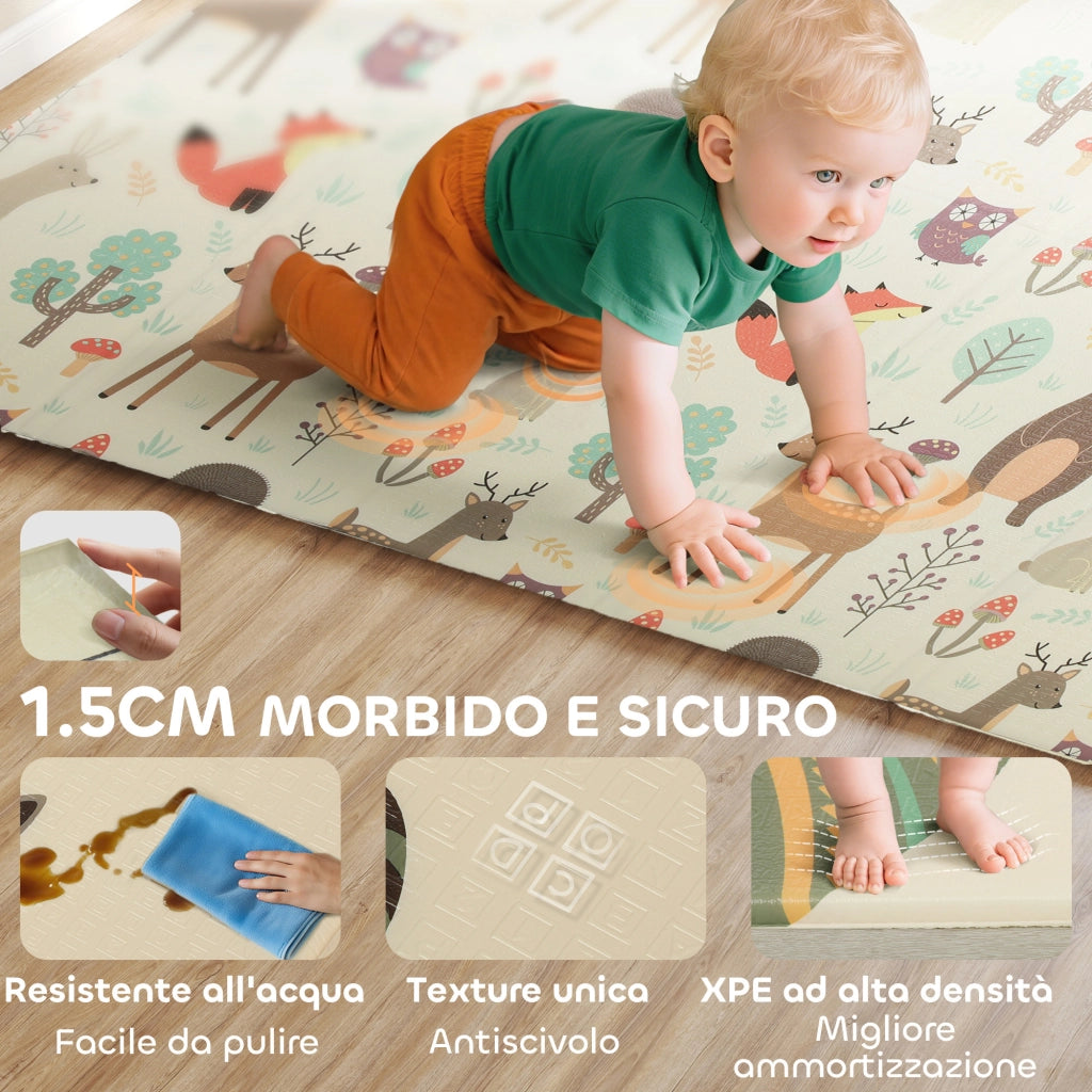 Tappeto Gioco Bambini Tema Foresta ¨C Xylo ¨C XPE Impermeabile Multicolore 196x176x1.5cm