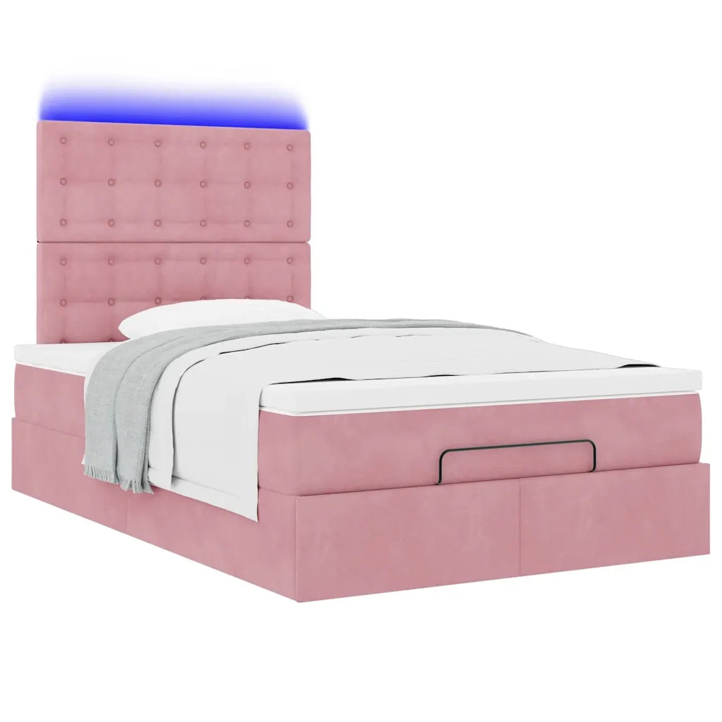 Struttura Letto Pouf con Materassi Rosa 120x190 cm Velluto 3314455