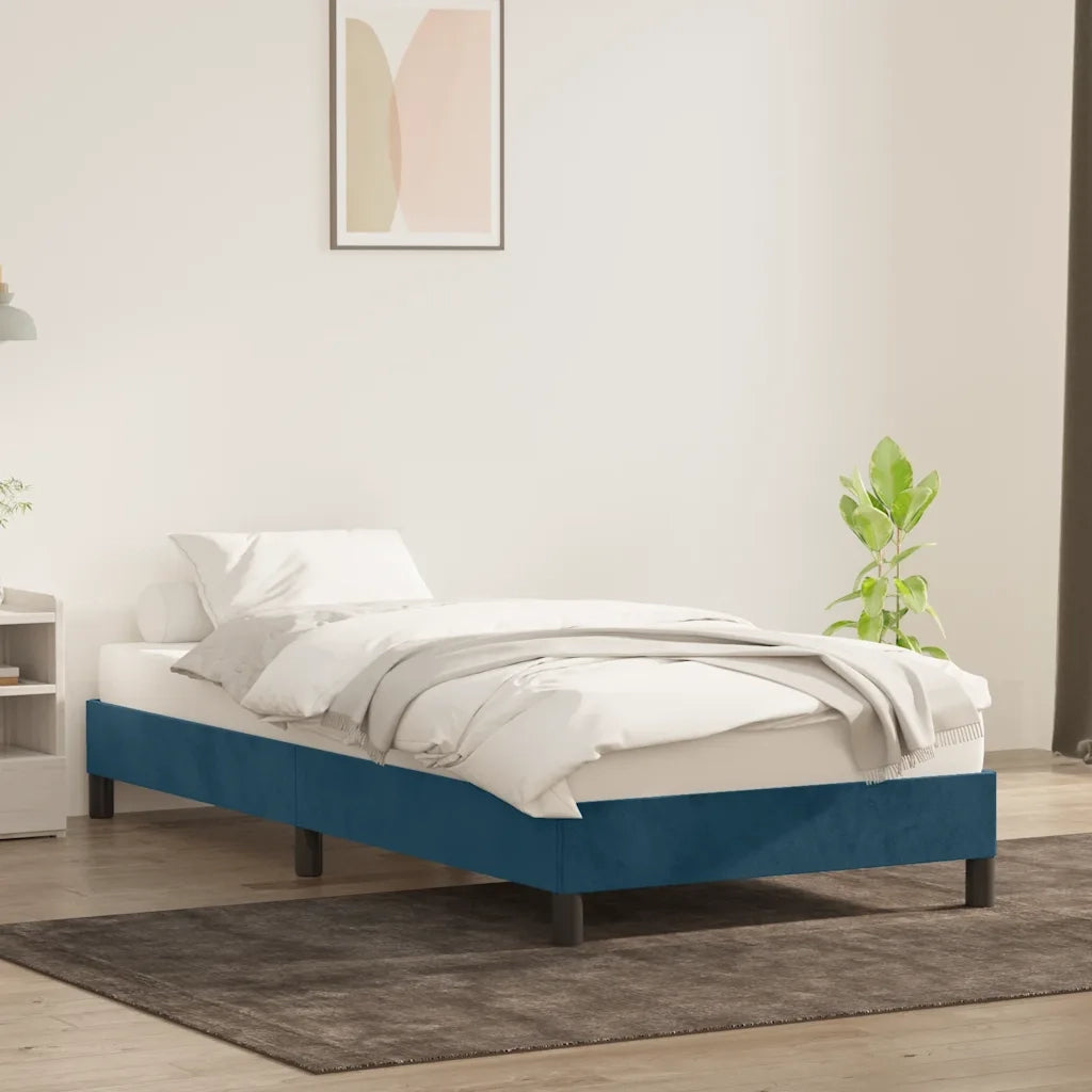 Giroletto senza Materasso-Struttura Letto Blu Scuro 100x210 cm in Velluto
