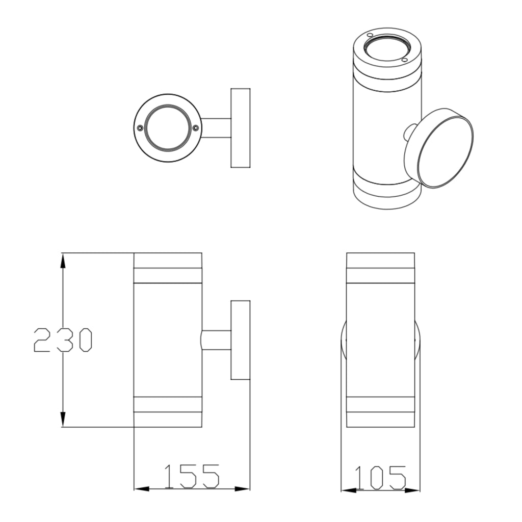 Applique esterna nera 2xGU10 RINO 323996 Polux IP54