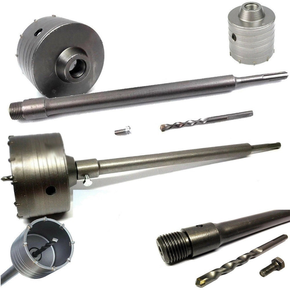Trade Shop - Fresa Carotatrice A Tazza Per Muro Da 30mm A 130mm + Asta Da 65 Cm Sds Plus -       75 Mm