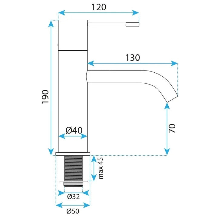 Rubinetto Da Lavabo Rea Venti Copper Low