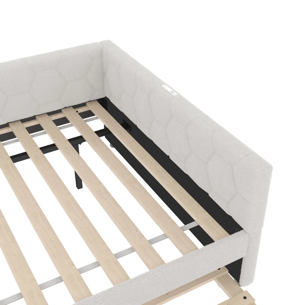Letto daybed 140x200 cm con letto estraibile, USB, Type-C e luce integrata