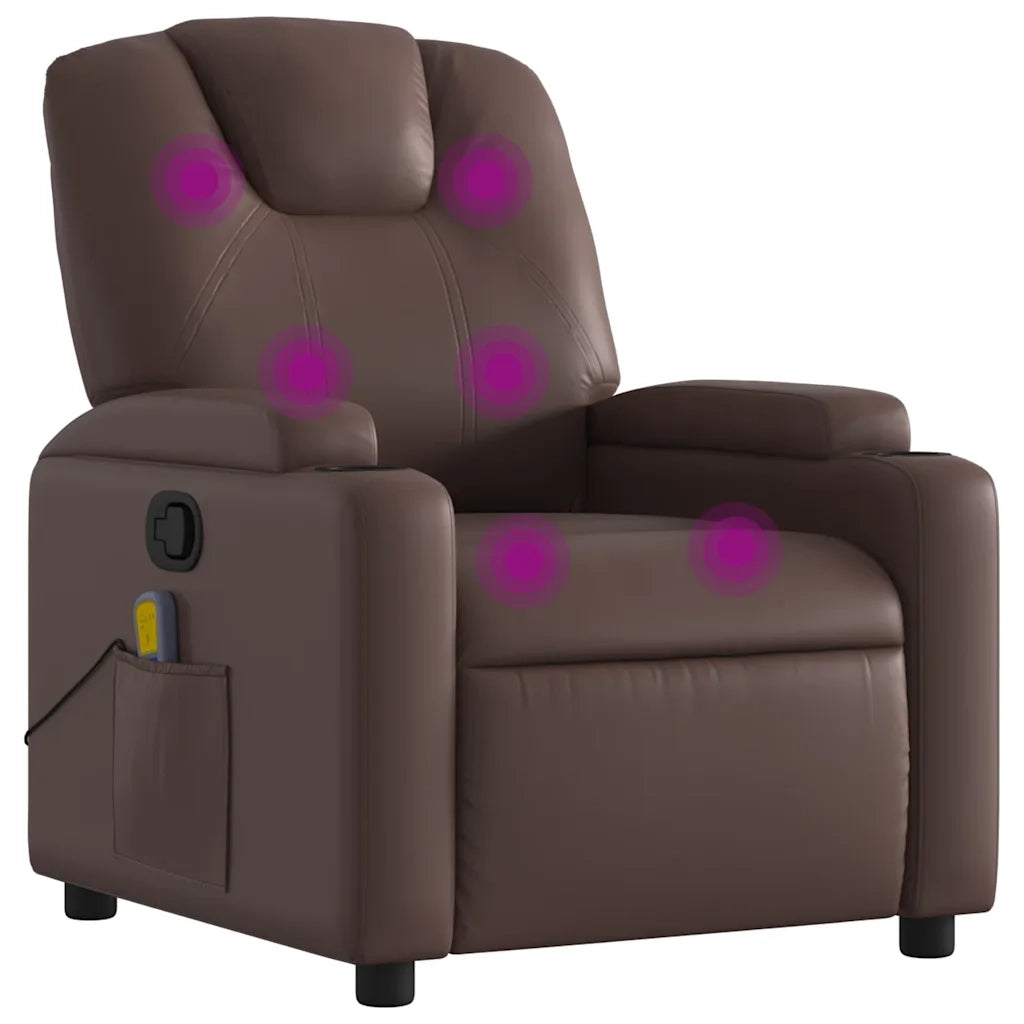 Poltrona Massaggiante | Sedia Relax Reclinabile marrone in Similpelle
