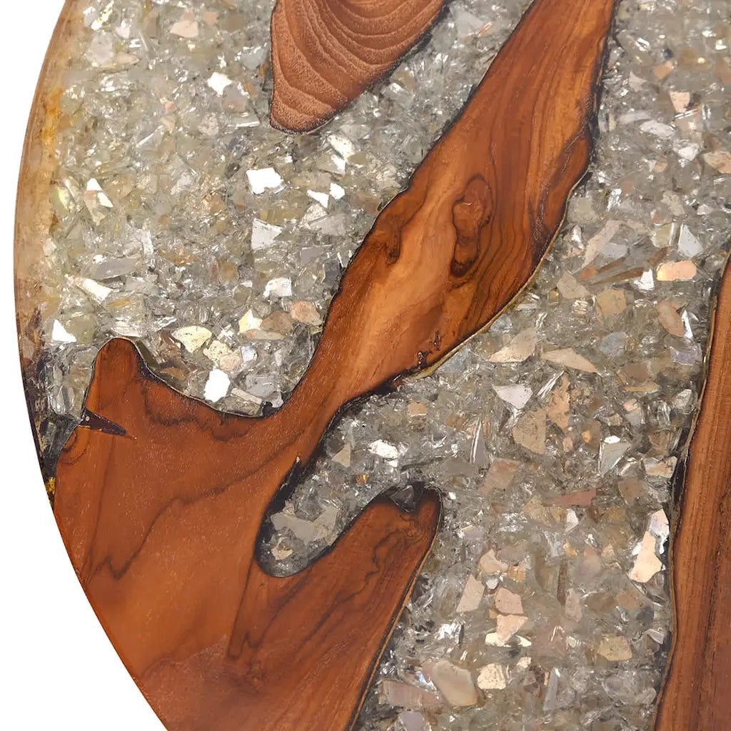 Tavolino da Salotto-Tavolino da soggiorno-Tavolo in Legno di Teak e Resina 60 cm