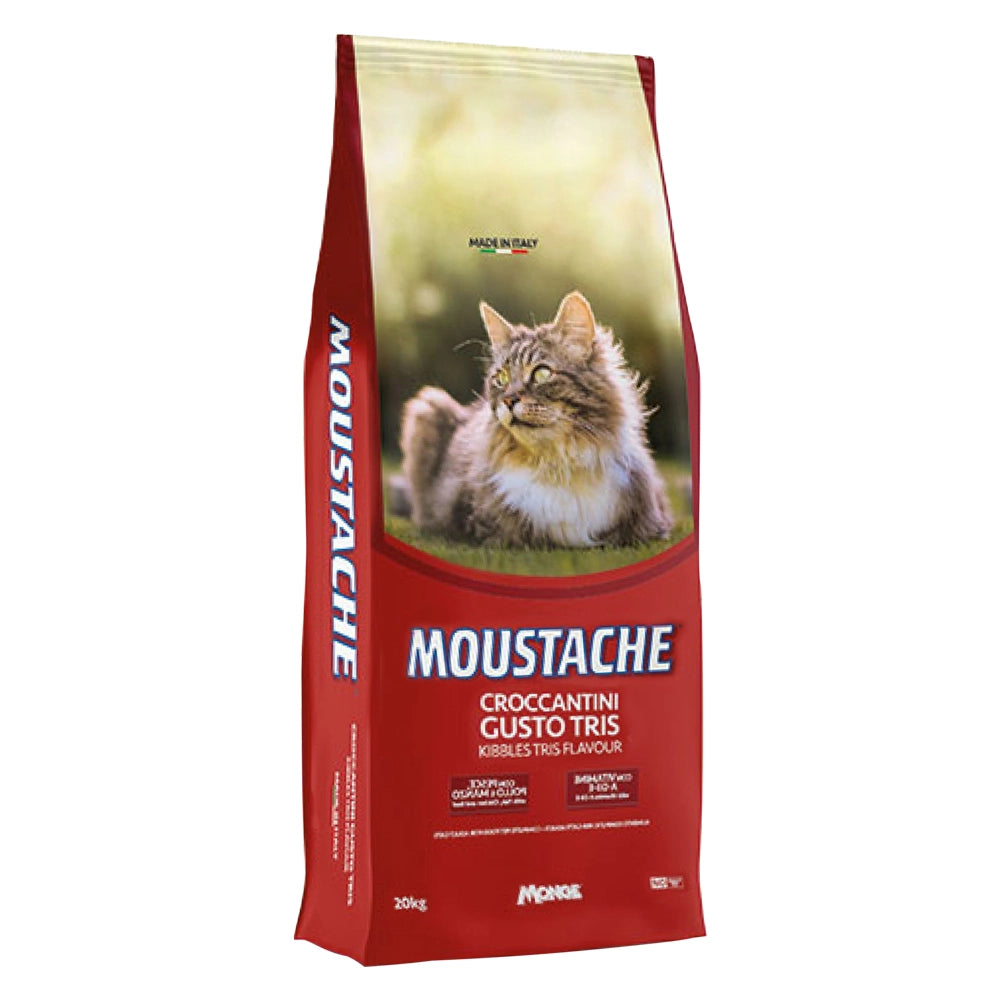CROCCANTINI PER GATTI 'MOUSTACHE GUSTO TRIS' pesce, pollo e manzo - kg 20  - MONGE