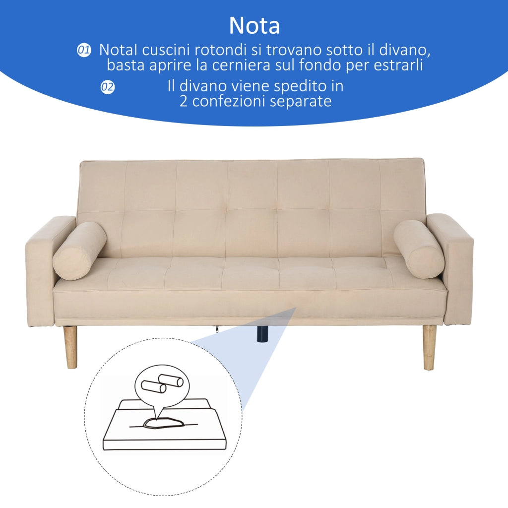 Divano letto 3 posti con schienale regolabile - Xylo - beige 185x84x85cm