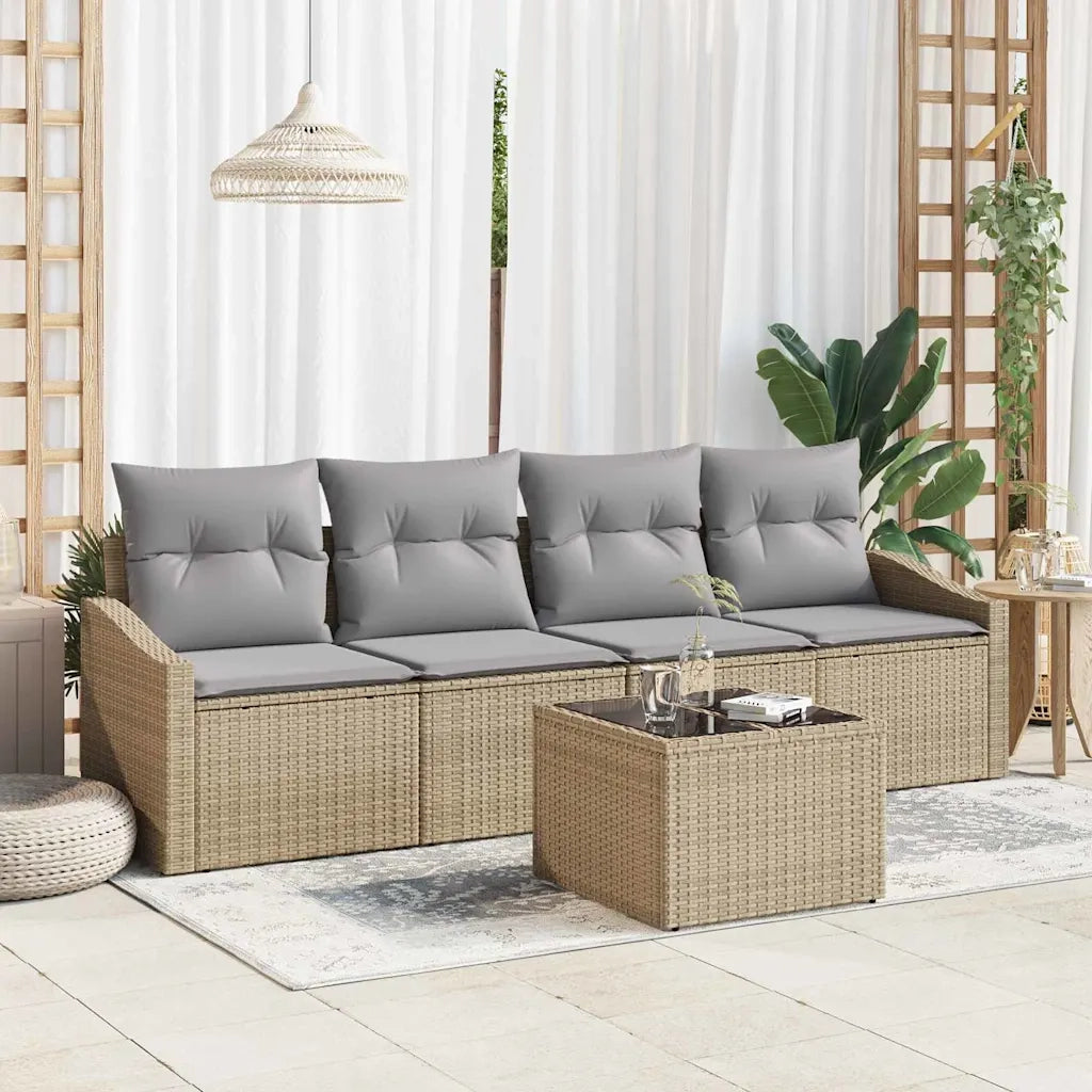 Set di divani 5 pcs Beige e Grigio Chiaro polyrattan 3346590