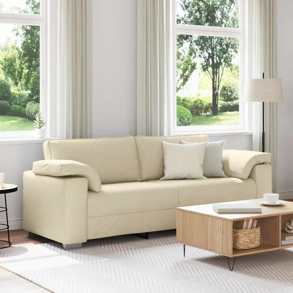 Divano 3-Persone Crema 220 cm Tessuto 4105244