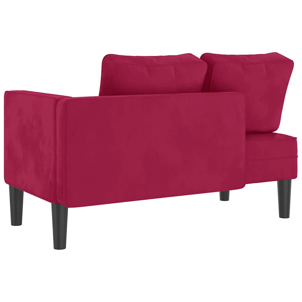 Chaise Lounge con Cuscini Rosso Vino in Velluto 4007575