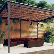 Set Divani da Giardino 9 pz con Cuscini in Polyrattan Marrone 3102059