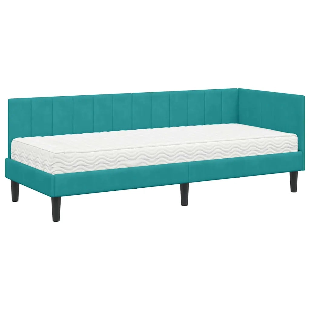 Struttura Letto Angolare con Materasso 2 pcs Turchese Velluto 3393886