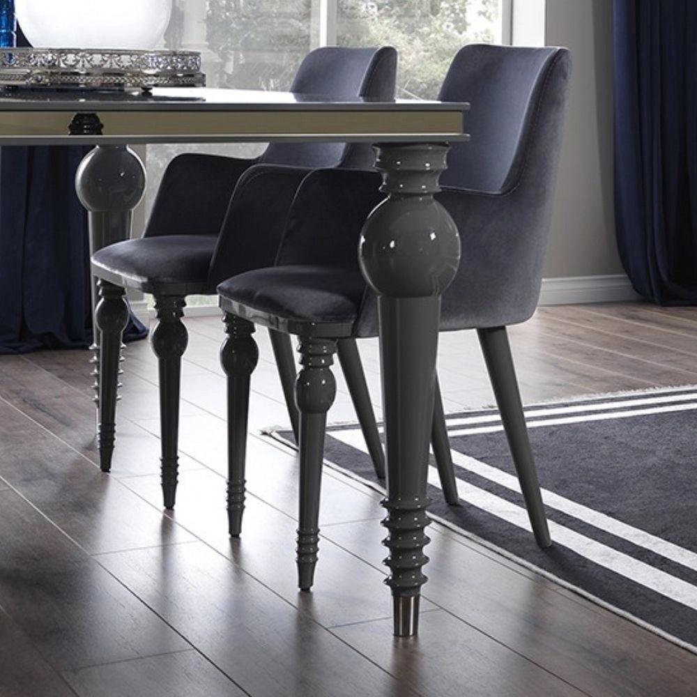 Set 2 Sedie in vellutino grigio con gambe in tinta Zen – Elegante e confortevole