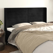 Testiera ad Orecchio-Testata con Orecchie Nera 203x16x118/128 cm in Velluto 946577