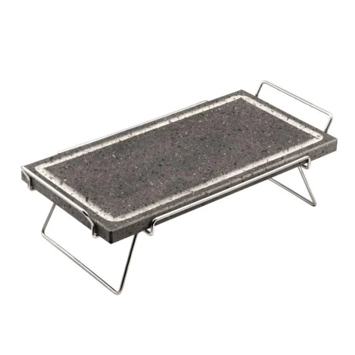 Pietra Lavica Rettangolare con Stand in Acciaio 19 x 37 cm Ilsa